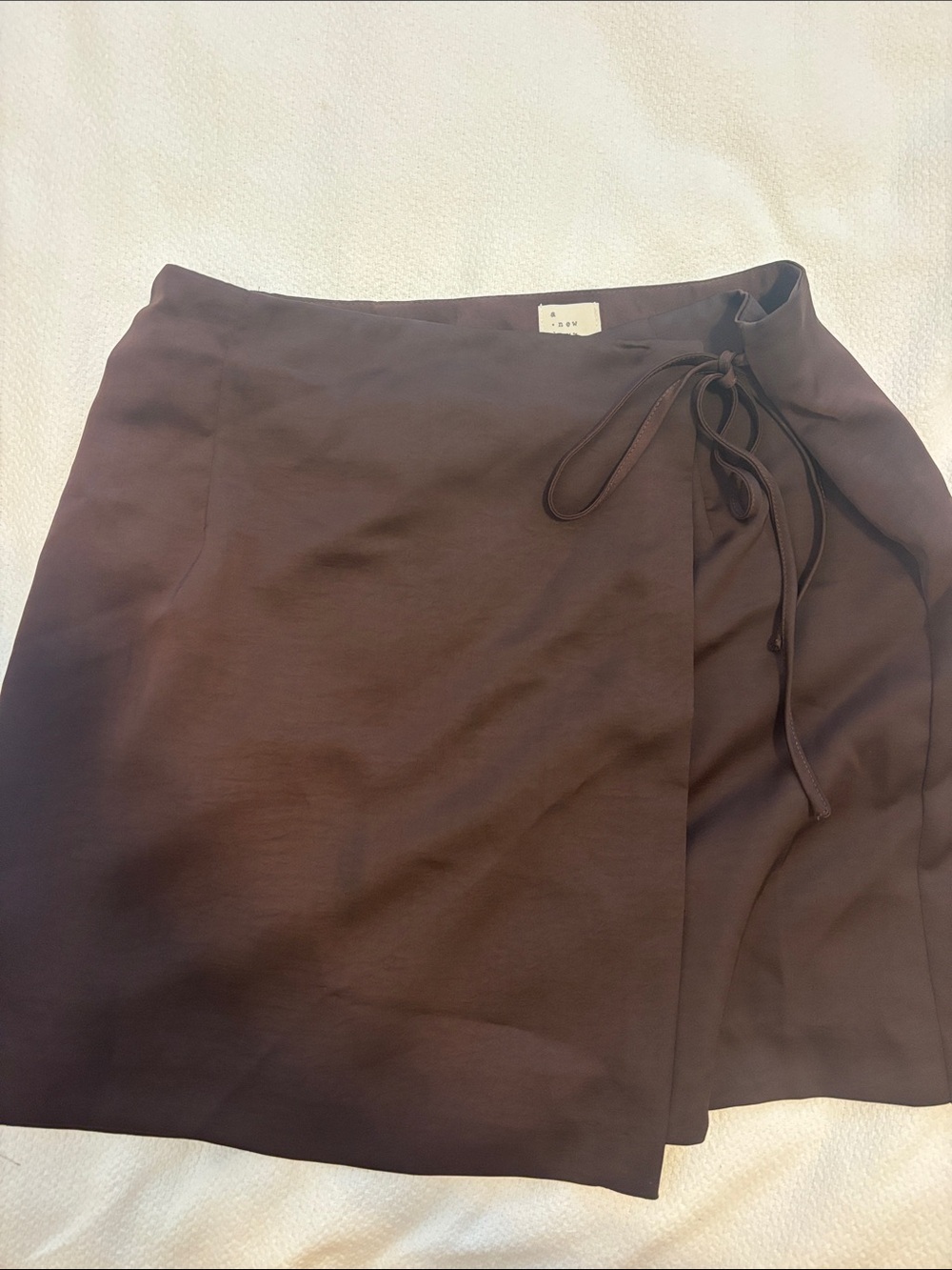 a new day Dark Brown Wrap Mini Skirt with Side Tie